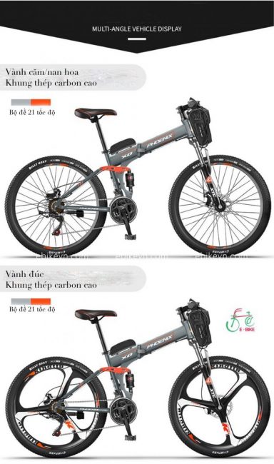 Xe đạp thể thao leo núi trợ lực điện gấp gọn Phoenix 26inch pin rời