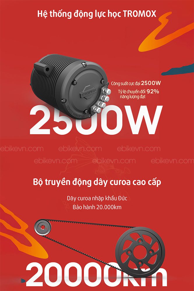 Động cơ với công suất cực đại 2500W