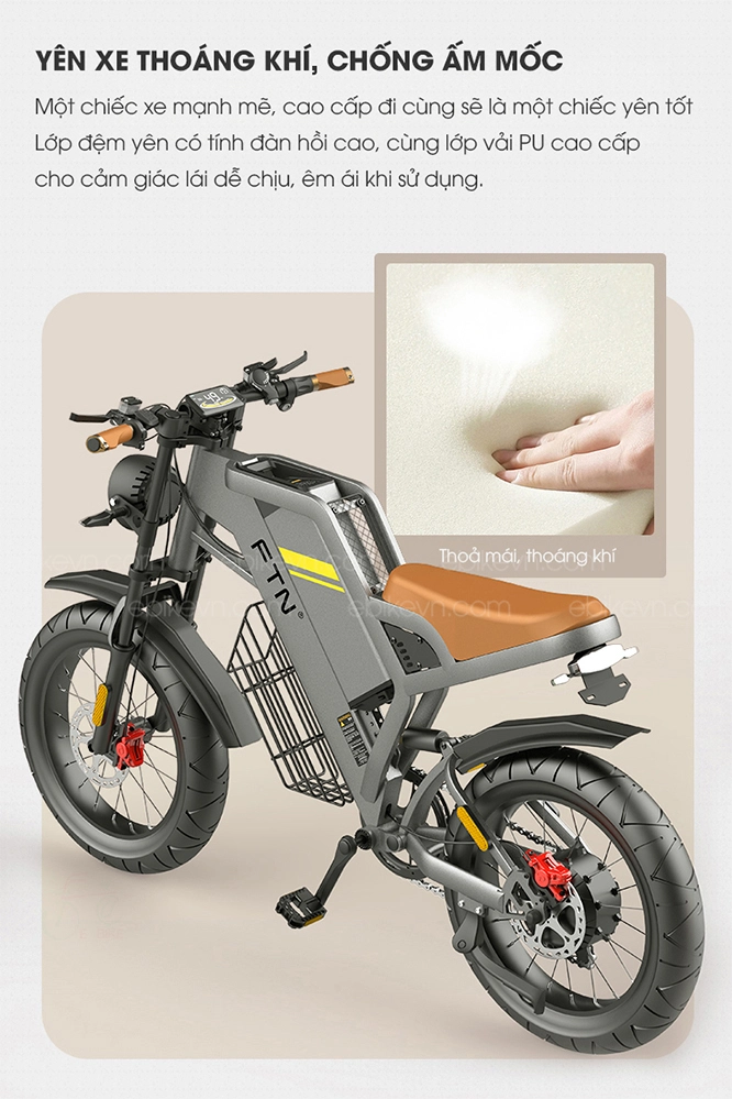 Yên xe thỏa mái, thoáng khí, chống ẩm mốc