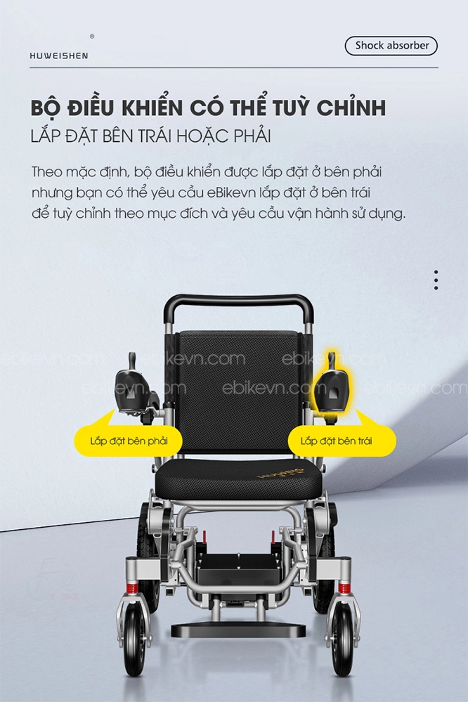lắp bên trái hoặc phải của xe lăn điện HWS488 