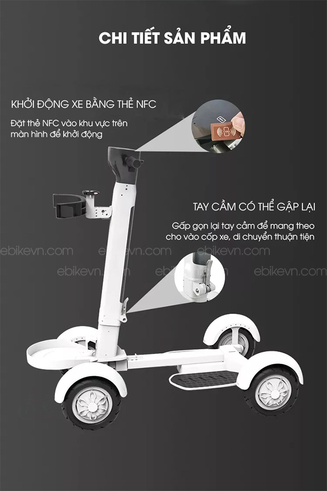 Xe điện Scooter ES-M12 có thể gập lại dễ dàng