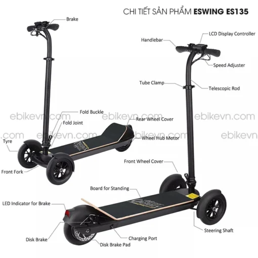 thiáº¿t káº¿ chi tiáº¿t trÃªn Scooter Eswing ES135.