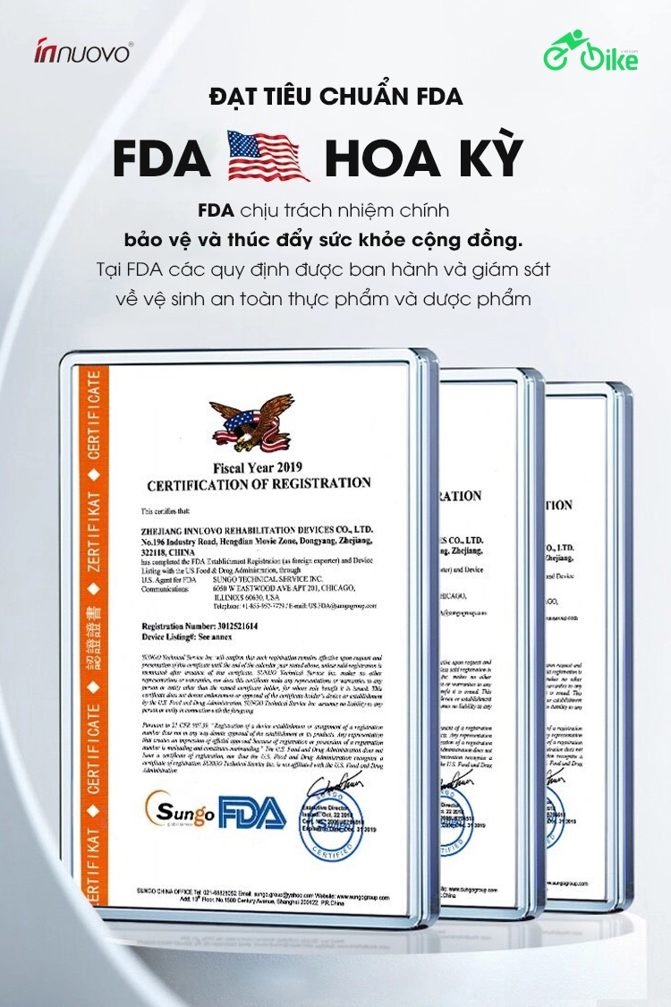 chung nhan FDA Xe lan dien N5519 sieu nhe xe dien cho nguoi gia INNUOVO