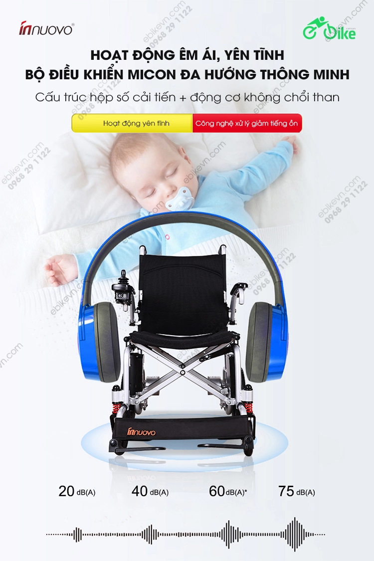 hoat dong em ai Xe lan dien N5519 sieu nhe xe dien cho nguoi gia INNUOVO