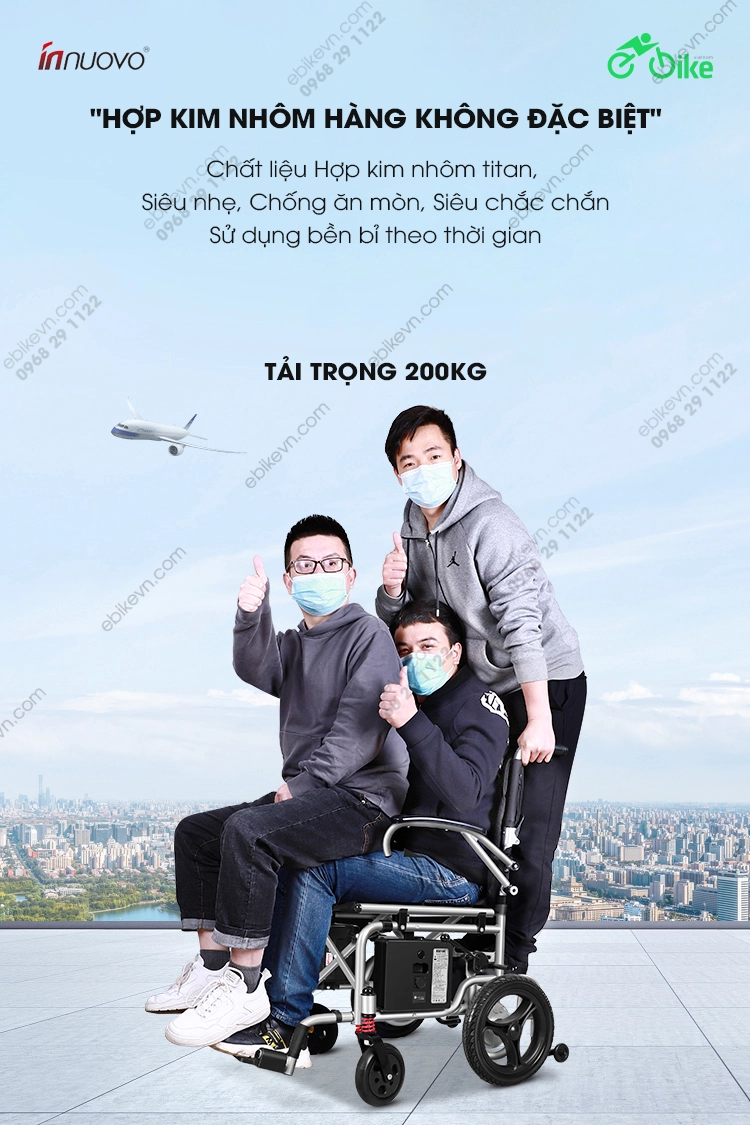 tai trong 200kg Xe lan dien N5519 sieu nhe xe dien cho nguoi gia INNUOVO