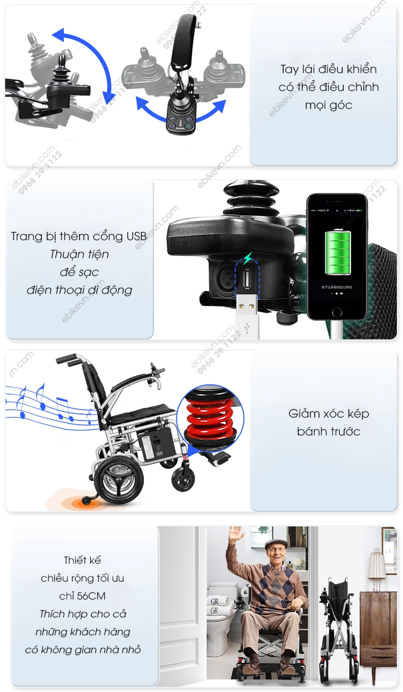 thiet ke tinh te 2 Xe lan dien N5519 sieu nhe xe dien cho nguoi gia INNUOVO