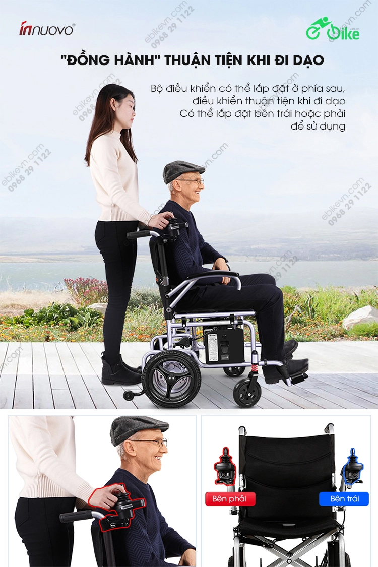 thuan tien di dao Xe lan dien N5519 sieu nhe xe dien cho nguoi gia INNUOVO