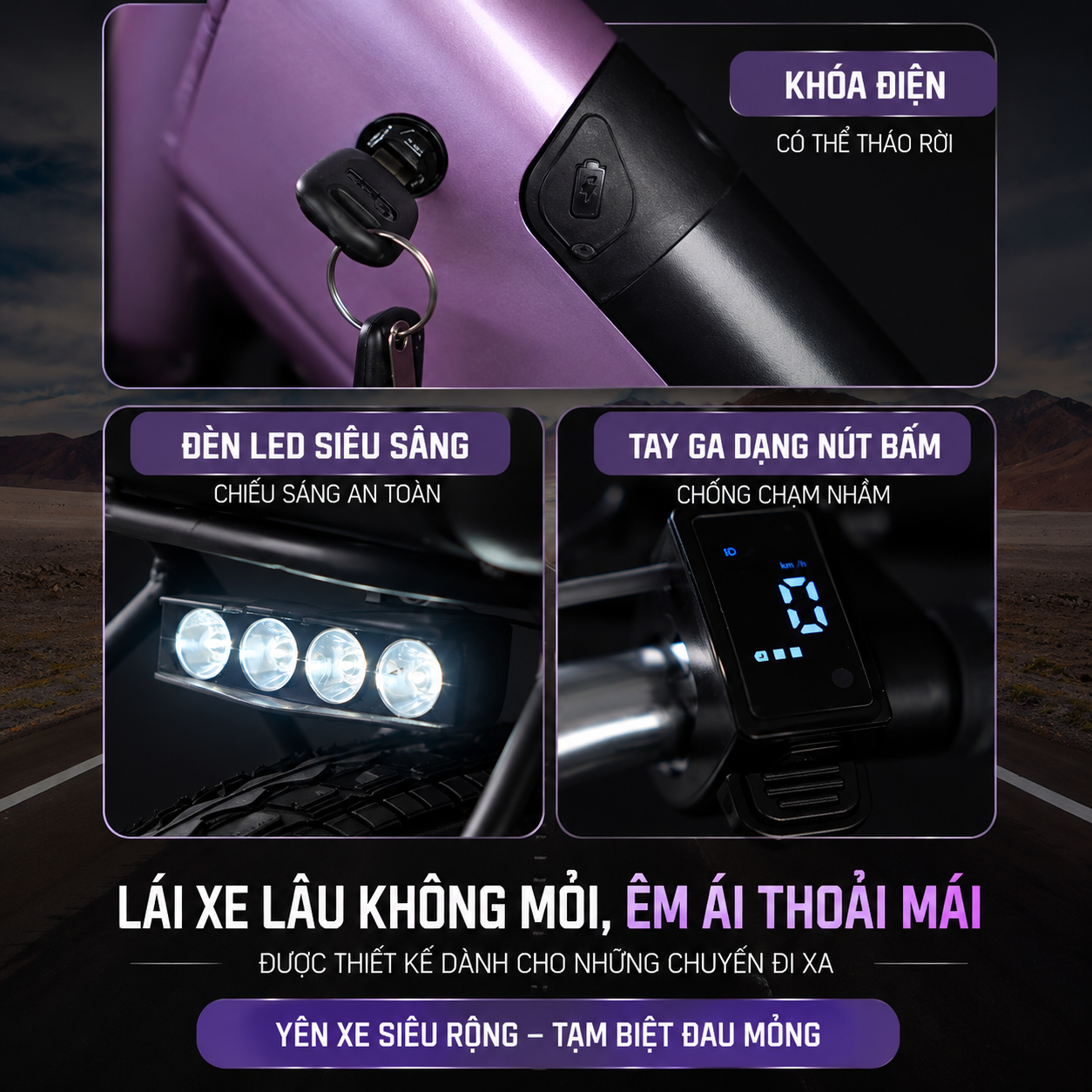 Xe Đạp Trợ Lực Điện Phoenix LS20 29 Infographic Xe đạp điện Tím Hiện đại