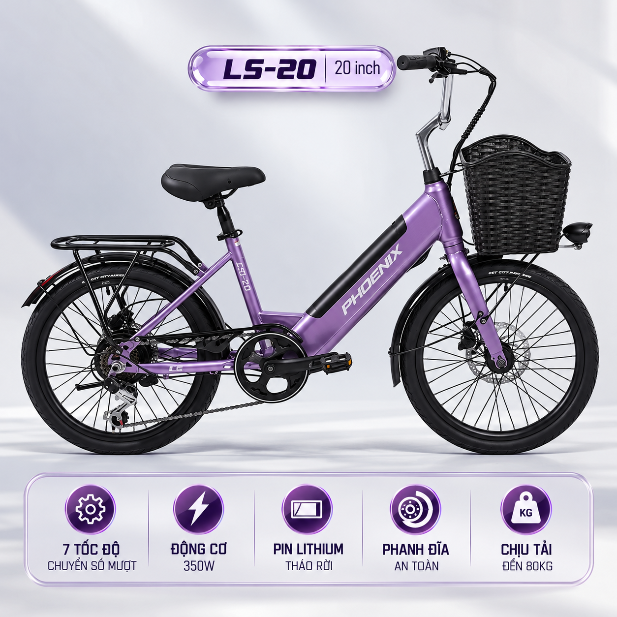 Xe Đạp Trợ Lực Điện Phoenix LS20 32 Xe Đạp Điện Phoenix Ls-20