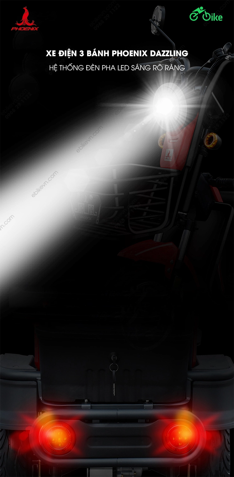 he thong den Xe dien 3 banh Phoenix Dazzling ebikevn.com PHOENIX