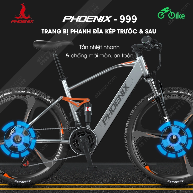 he thong phanh Xe dap dien tro luc Phoenix 999 PHOENIX