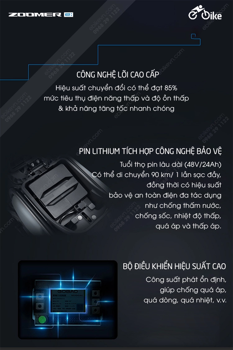 he thong pin Xe dien Honda ZOOMER e ebikevn HONDA