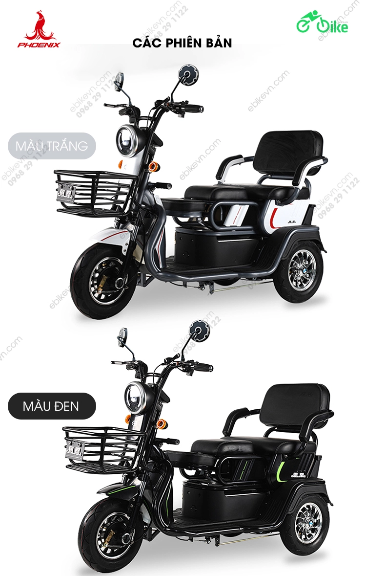 mau xe 2 Xe dien 3 banh Phoenix Dazzling ebikevn.com PHOENIX