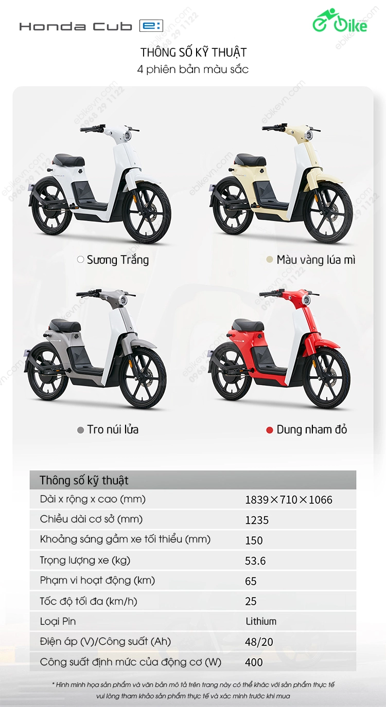 thong so Xe dien Honda Club e ebikevn HONDA