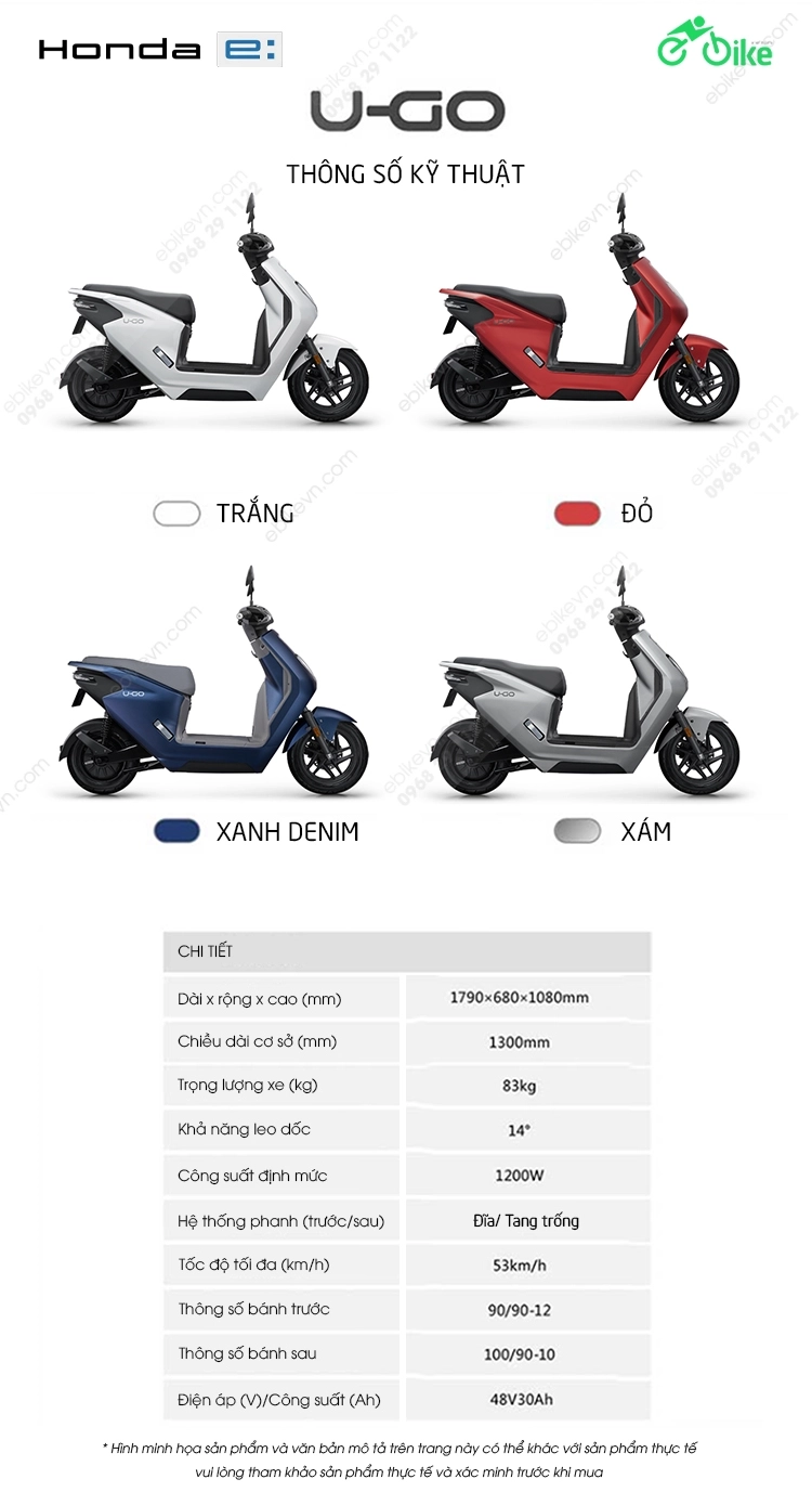 thong so Xe dien Honda U GO HONDA