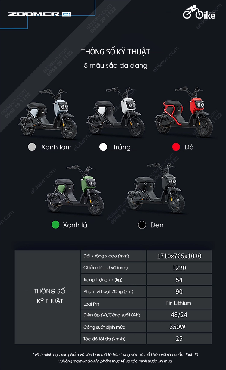 thong so Xe dien Honda ZOOMER e ebikevn HONDA