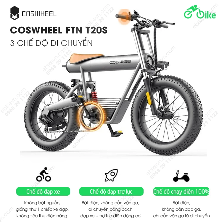 3 Che Do Di Chuyen Xe Dap Dien Coswheel Ftn T20S Coswheel Ftn
