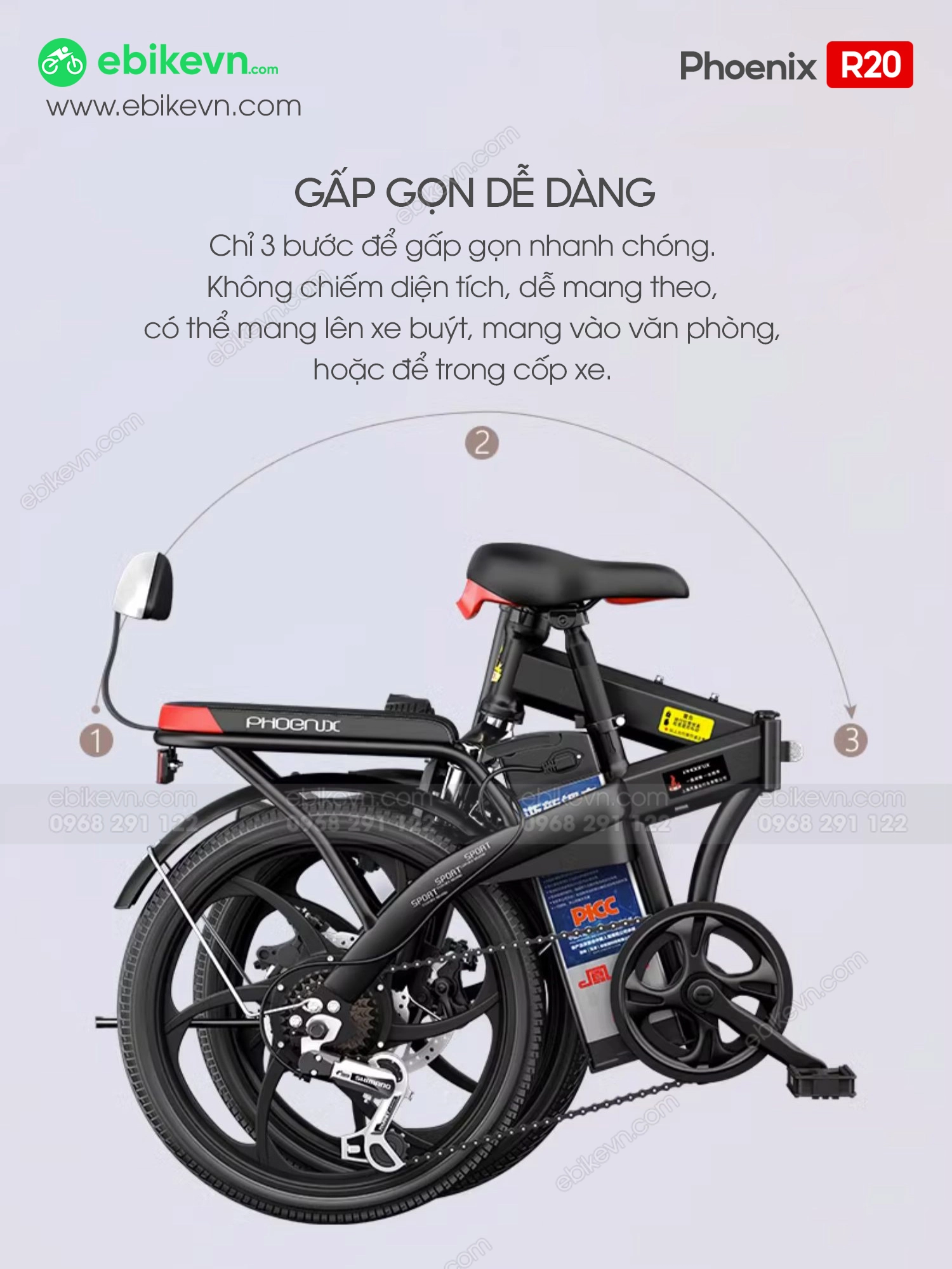Ebikevietnam - Xe Dap Dien Phoenix R20 - Banh 20inch (5)